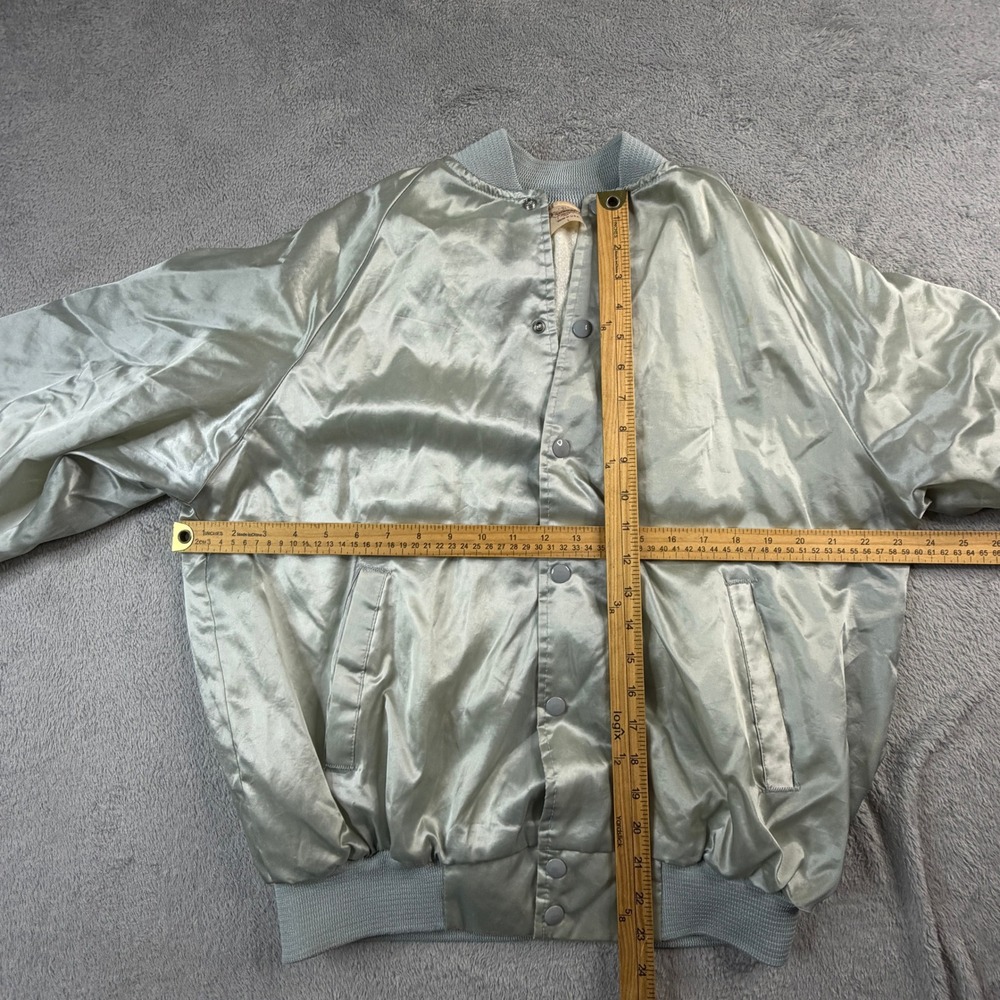 Vintage Auburn Sportswear Satin Jacket Men's Large Silver South Jackson USA - Picture 6 of 9